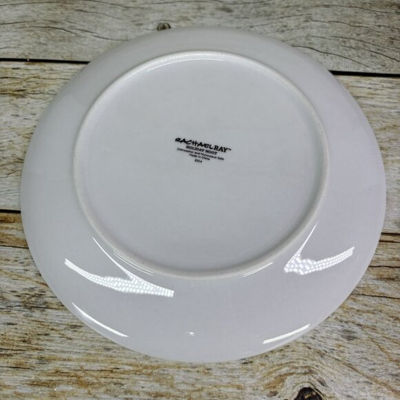 Rachael Ray HOLIDAY HOOT Christmas Tree Owl Stars Porcelain Salad Plates Set 4 - Picture 7 of 16